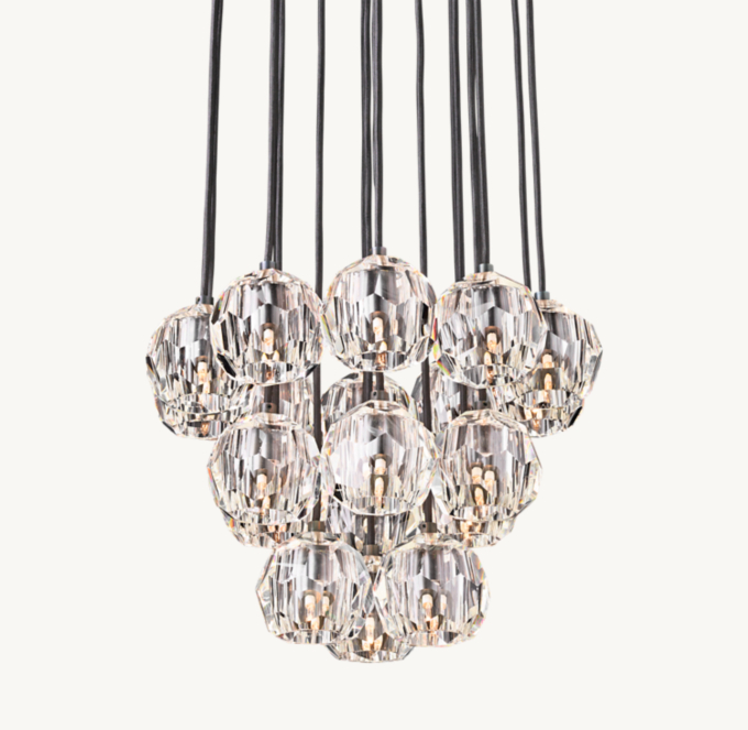 Boule De Cristal Clear Glass Round Cluster Chandelier 19"