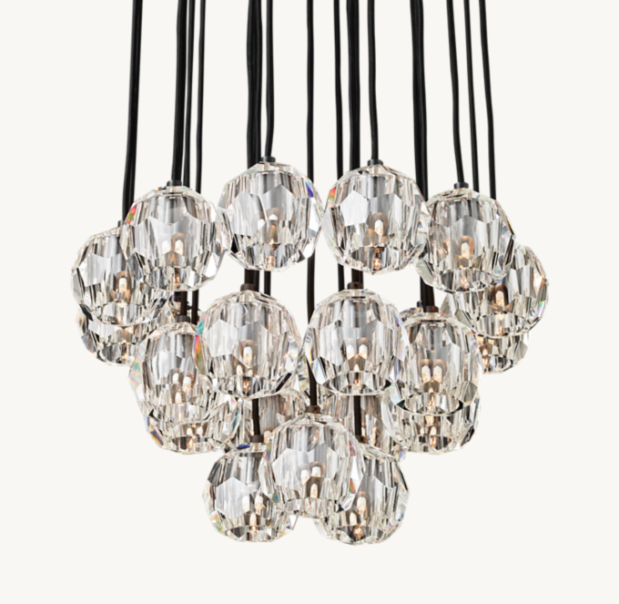 Boule De Cristal Clear Glass Round Cluster Chandelier 24\"