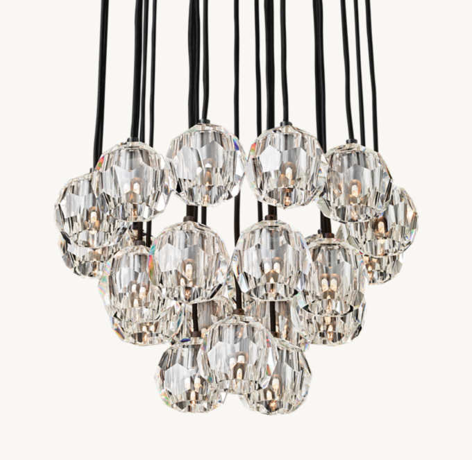 Boule De Cristal Clear Glass Round Cluster Chandelier 24"