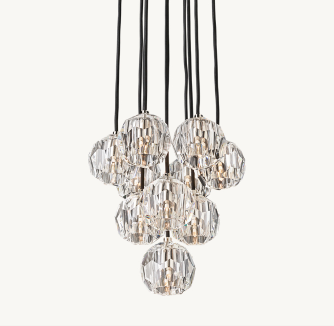Boule De Cristal Clear Glass Round Cluster Chandelier 14\"