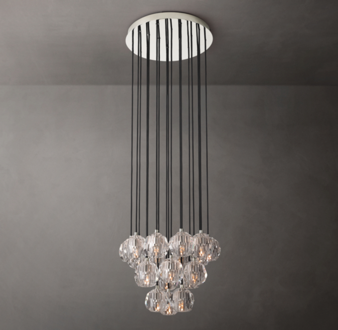 Boule De Cristal Clear Glass Round Cluster Chandelier 19\"