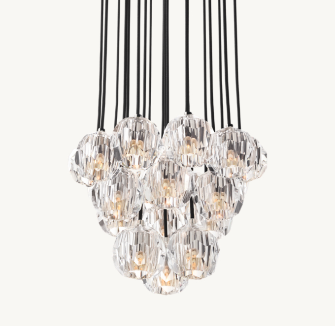 Boule De Cristal Clear Glass Round Cluster Chandelier 19\"