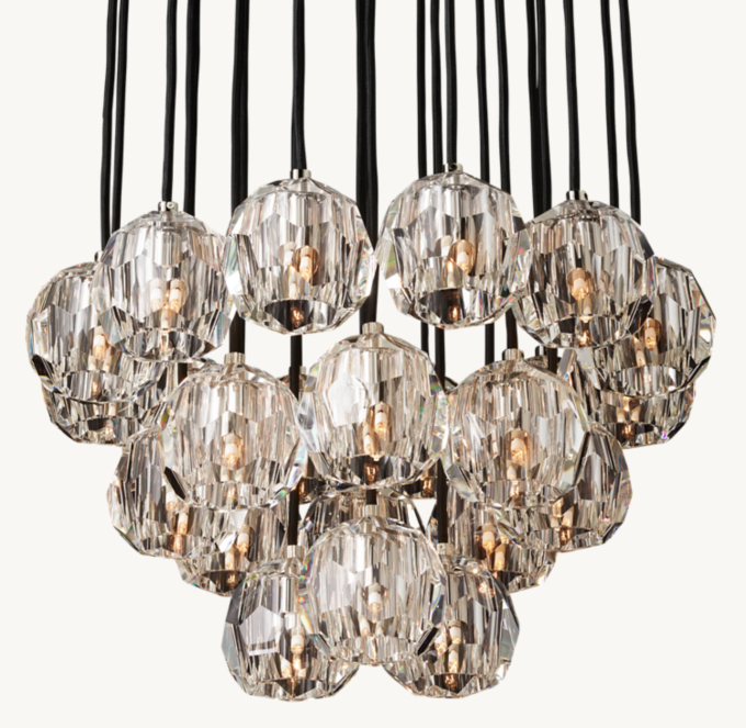 Boule De Cristal Clear Glass Round Cluster Chandelier 24\"