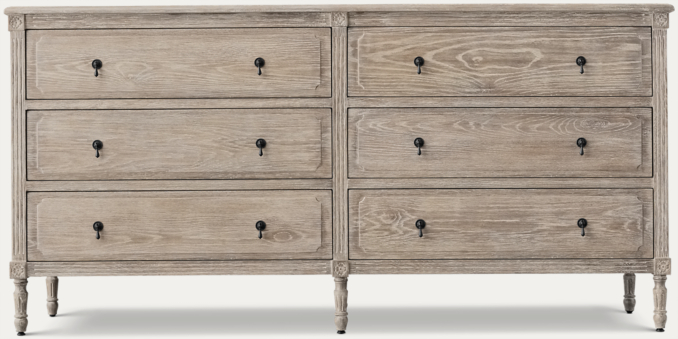 Front view of Louis Xvi 6-Drawer Dresser 