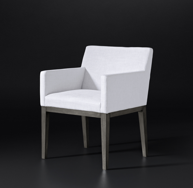 Three Quarter view of Morgan Track Arm Fabric Dining Armchair 