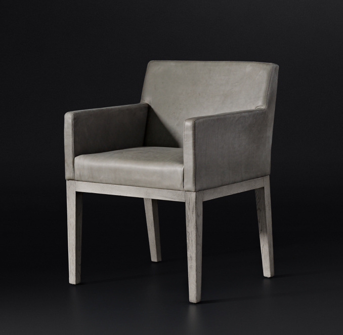 Three Quarter view of Morgan Track Arm Leather Dining Armchair 