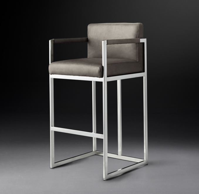 Wexler Square Leather Stool