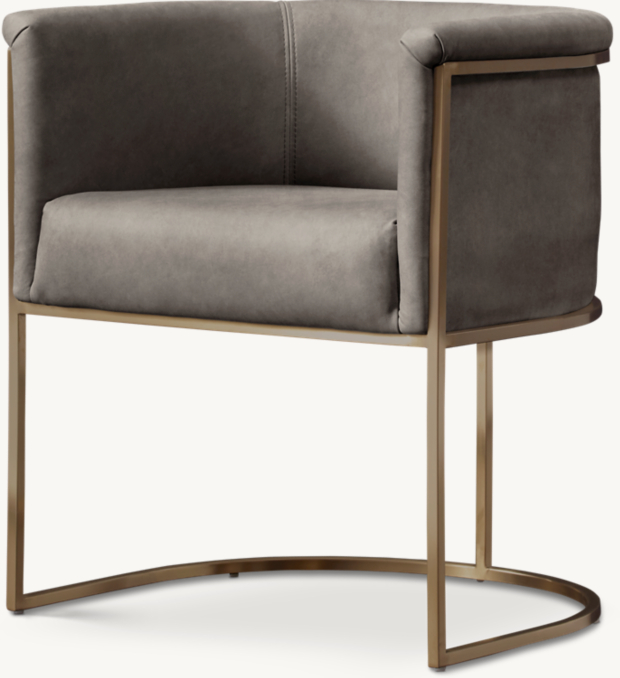 Three Quarter view of Wexler Barrelback Leather Dining Armchair 