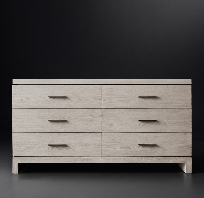 Meade 6Drawer Low Wide Dresser with Concrete Top