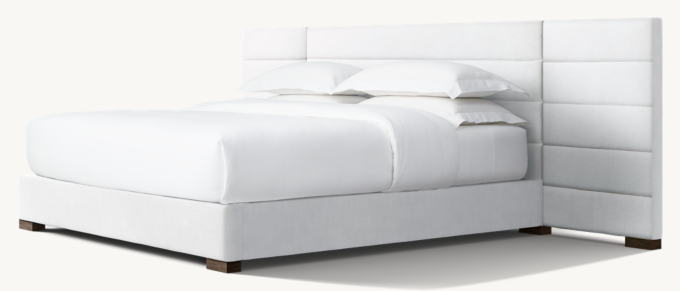 Modena Fabric Horizontal Channel Extended Panel Platform Bed