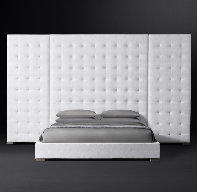 BoxTufted Extended Headboard Fabric Platform Bed