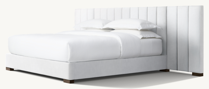 Modena Fabric Vertical Channel Extended Panel Platform Bed