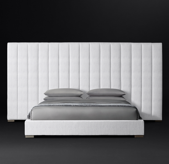 Modena Extended Panel Vertical Channel Fabric Platform Bed