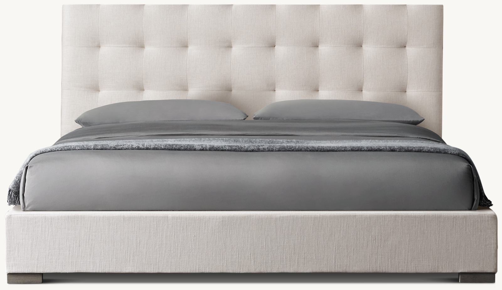 48&#34;H bed shown in White Italian Textured Weave with Grey Oak finish.