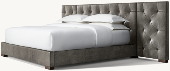 Modena Leather Diamond-Tufted Extended Panel Platform Bed