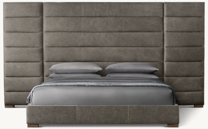 Modena Extended Panel Horizontal Channel Leather Platform Bed