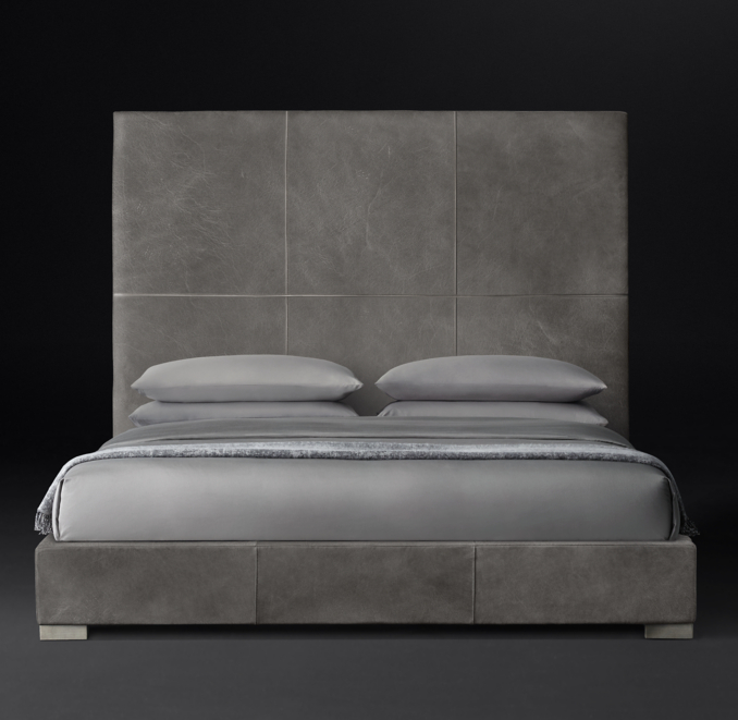 Modena Panel Nontufted Leather Platform Bed
