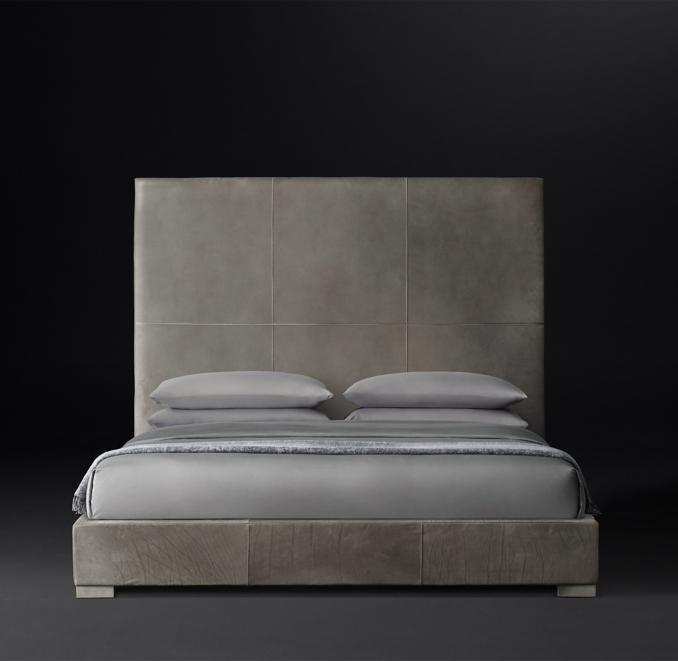 Modena Nontufted Panel Leather Platform Bed