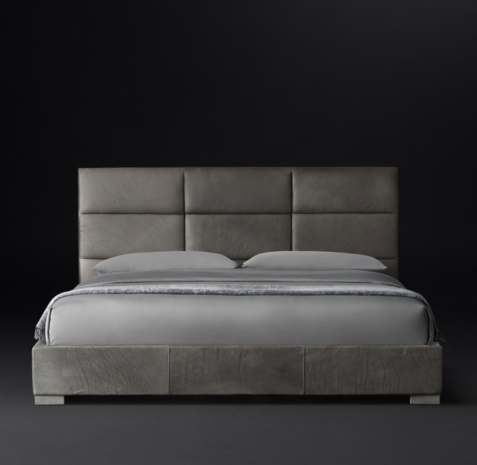 Modena Rectangular Channel Panel Leather Platform Bed