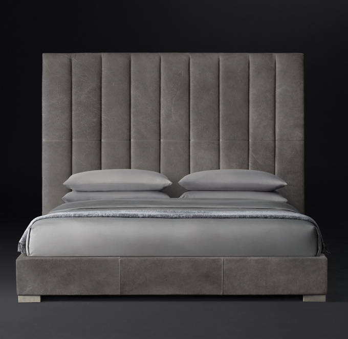 Modena Panel Vertical Channel Leather Platform Bed