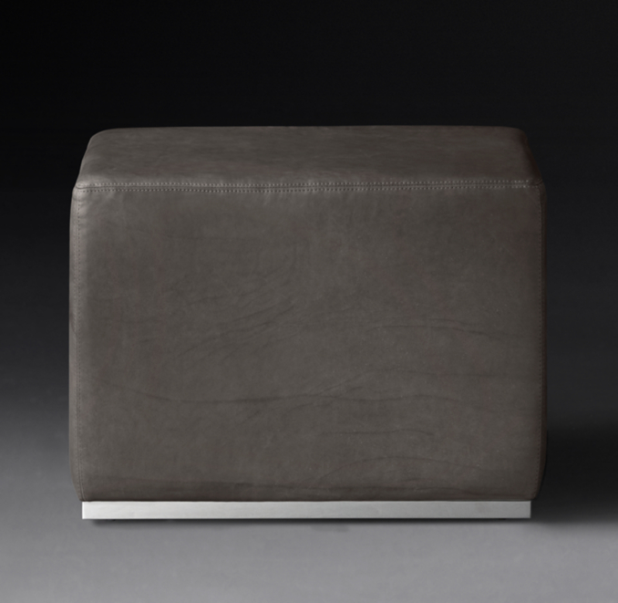 Rex Rectangular Leather Ottoman Metal Base