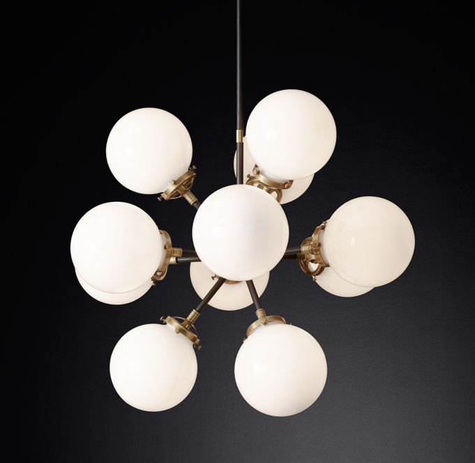 Bistro Globe Milk Glass Burst Chandelier 23