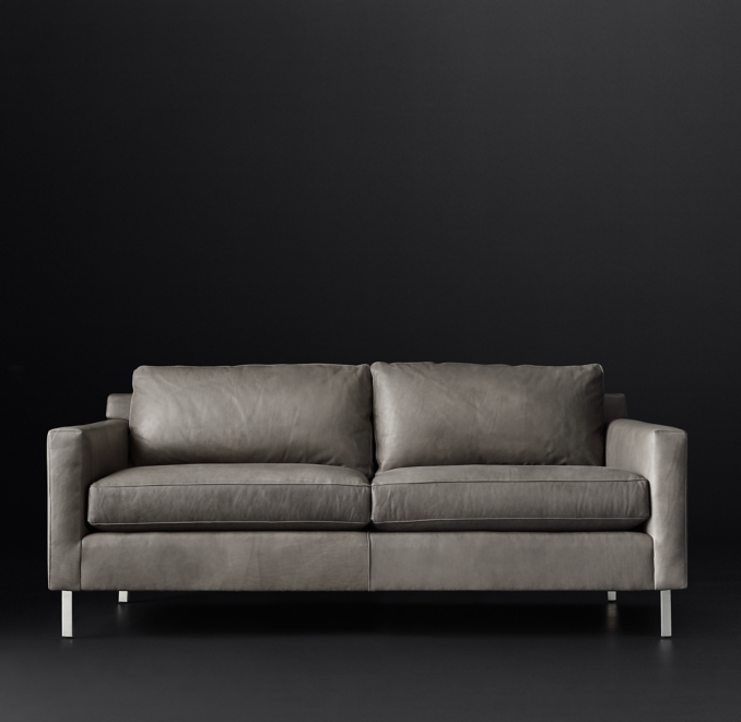 Front view of 6' Lennon Leather Sofa 