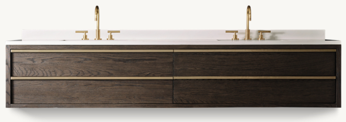 Front view of Bezier Double Extra-Wide Floating Vanity 