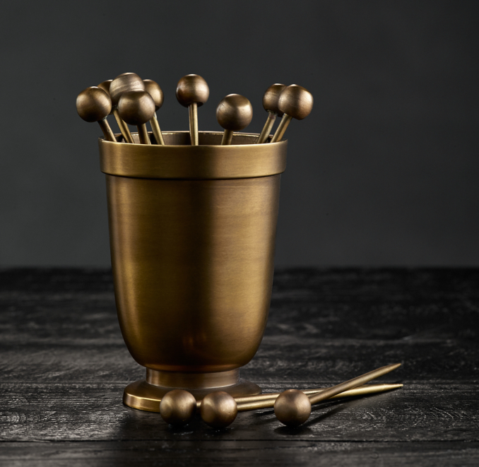 Vintage Hotel Cocktail Picks & Holder