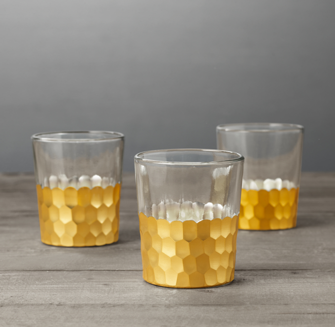 Faceted Metallic Votives Gold (Set of 3)