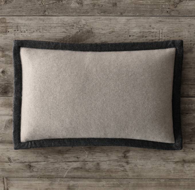 Bordered Cashmere Pillow Cover Lumbar
