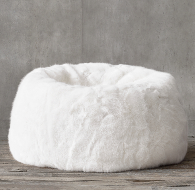 Ultra Faux Fur Bean Bag - White