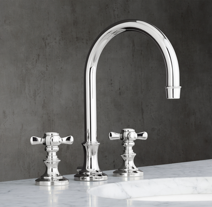 Lugarno Cross-Handle 8&#34; Widespread Gooseneck Faucet