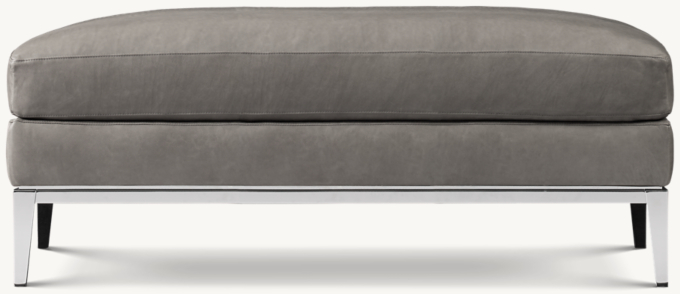 Italia Leather Coffee Ottoman - Metal Base