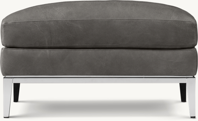 Italia Leather Ottoman - Metal Base