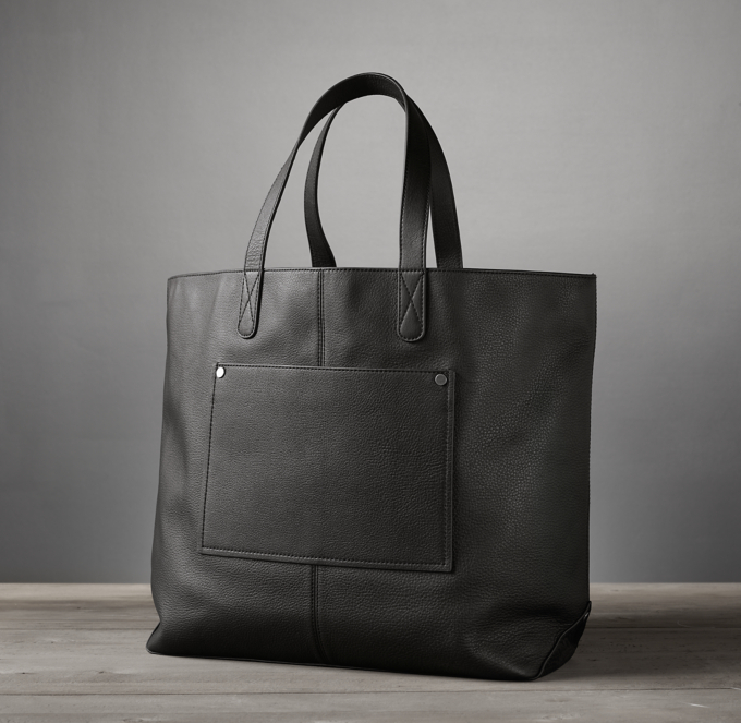 Italian Leather Tote Bag - Ebony