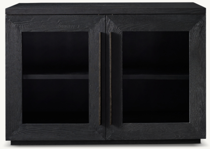 Vue de Face - Machinto - Buffet Vitré à 2 Portes - Chêne Noir, Bronze
