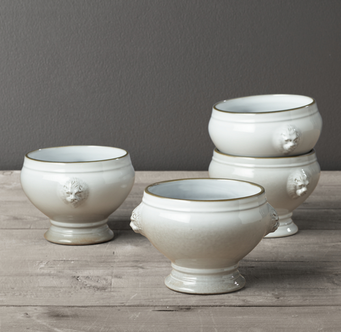 Revol Classic French Porcelain Lion's Head Bowl (Set of 4)