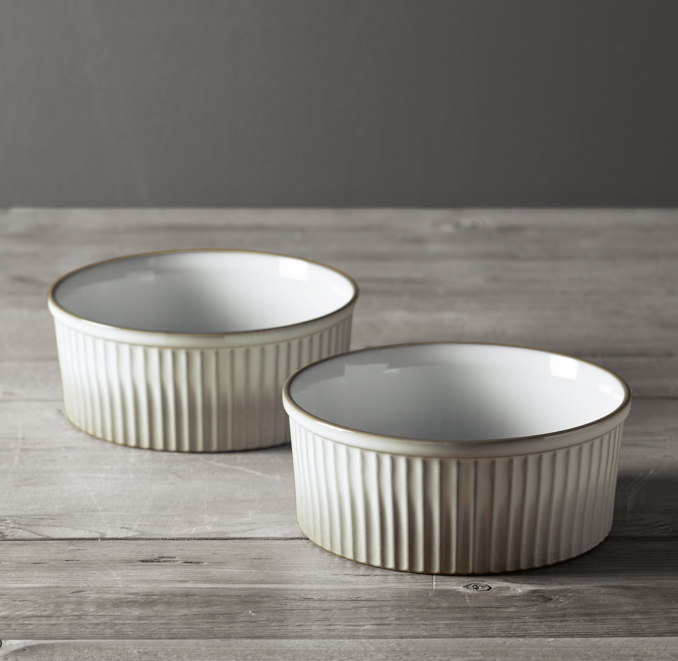 Revol Classic French Porcelain Large Souffle Dish (Set of 2)