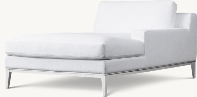 Three Quarter view of Italia Track Arm Right-Arm Chaise - Metal Base 