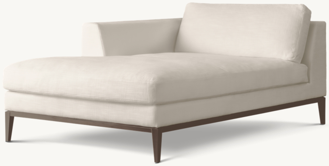 Three Quarter view of Italia Taper Arm Left-Arm Chaise - Metal Base 