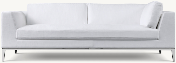 Front view of Italia Taper Arm Left-Arm Return Bench-Seat Sofa - Metal Base 