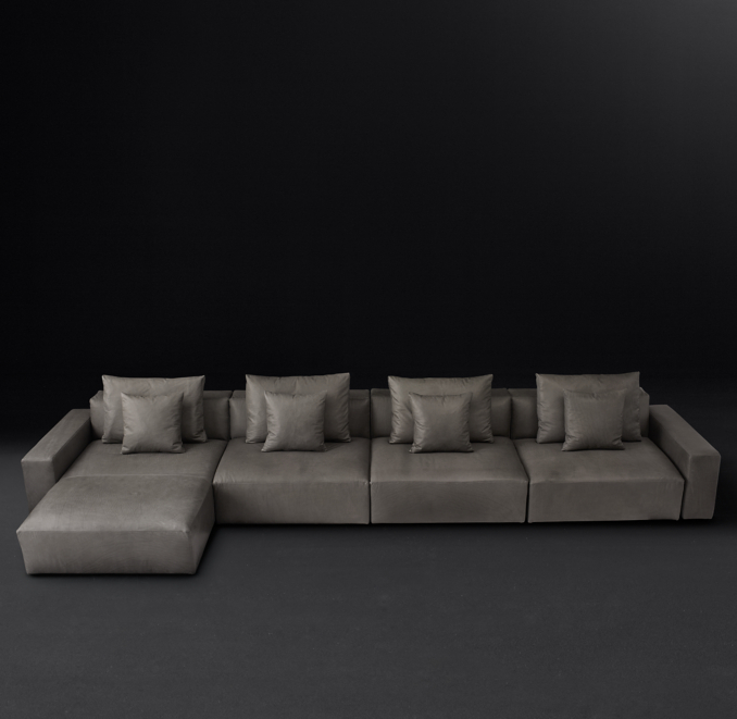 Klaus Modular Leather LeftArm Chaise Sectional