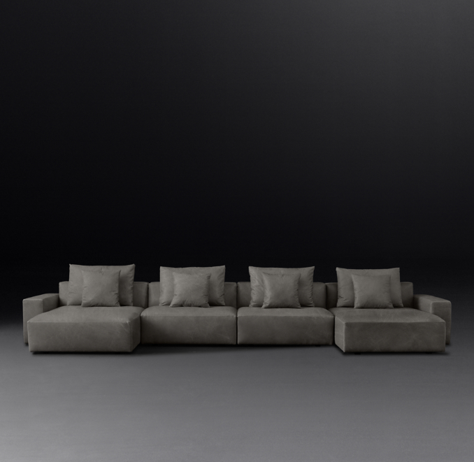 Klaus Modular Leather UChaise Sectional