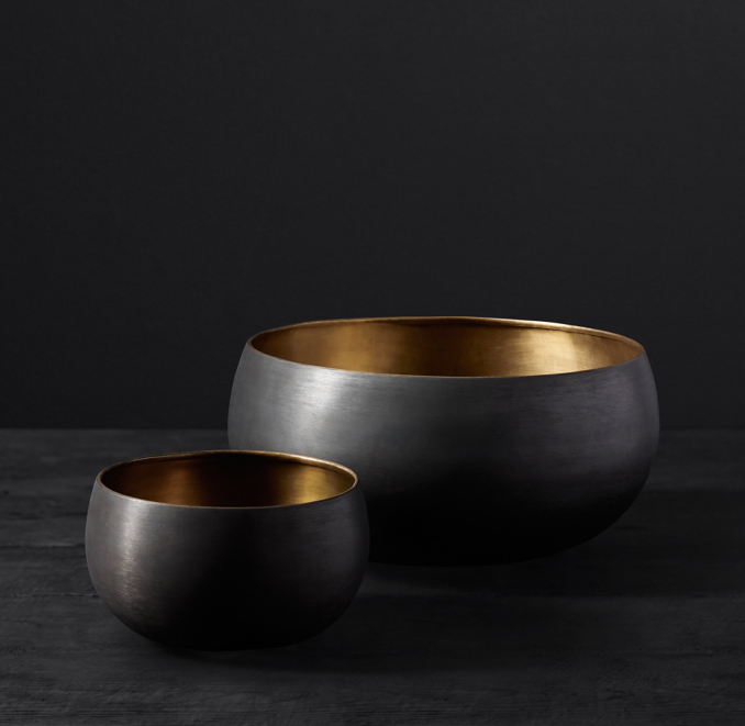 Matte Black & Brass Vessel Bowl
