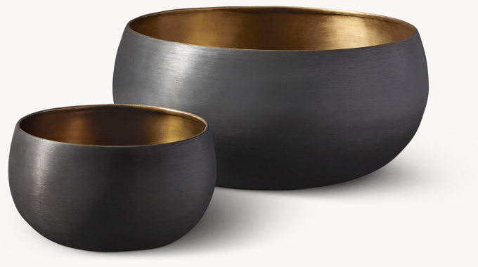 Matte Black & Brass Vessel - Bowl
