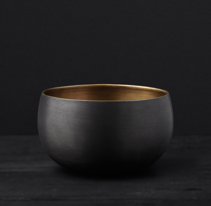 Matte Black & Brass Vessel Small Bowl
