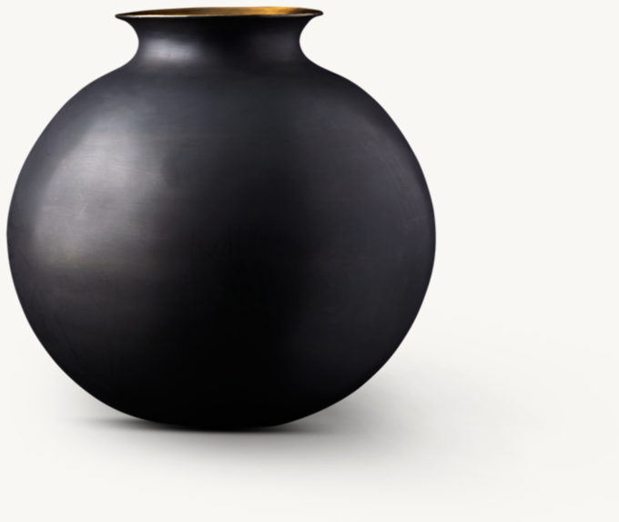 Matte Black & Brass Vessel - Vase
