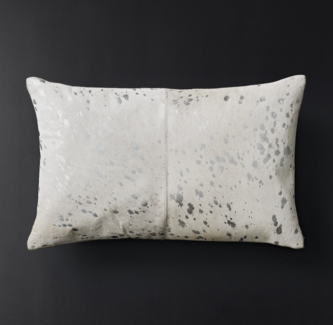Metallic Cowhide 4Panel Pillow Cover Lumbar