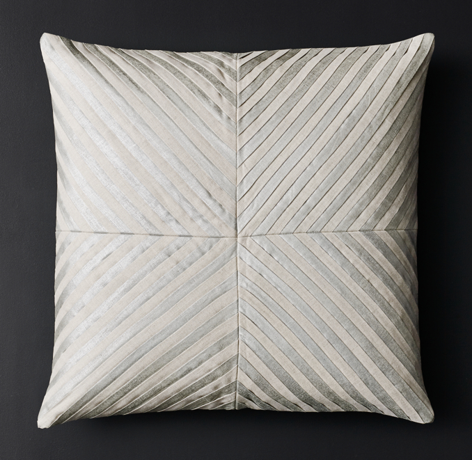 Metallic Linen Pleated Chevron Pillow Square